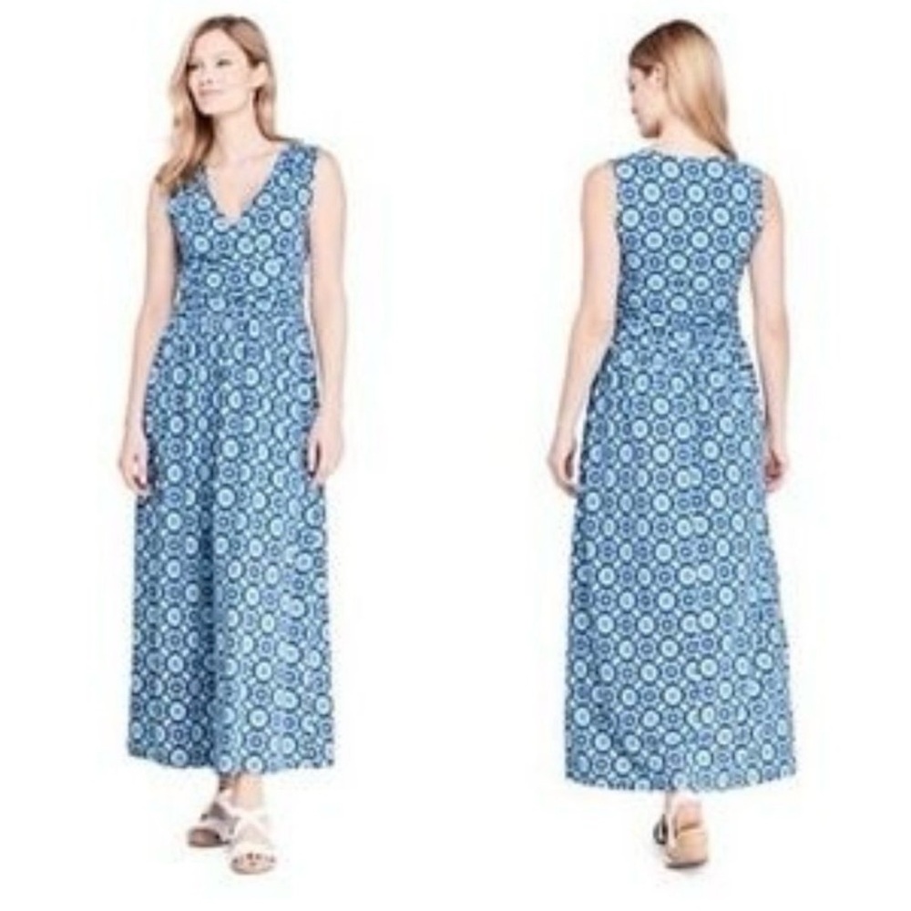 Lands’ End Surplice Sleeveless Knit Maxi Dress | L